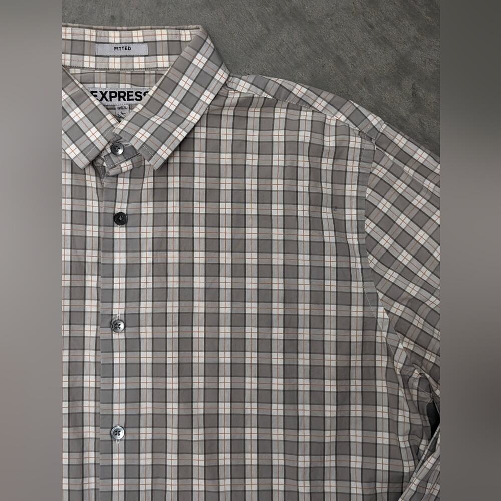 *Express Slim Fit Cotton Button Down Shirt, Large